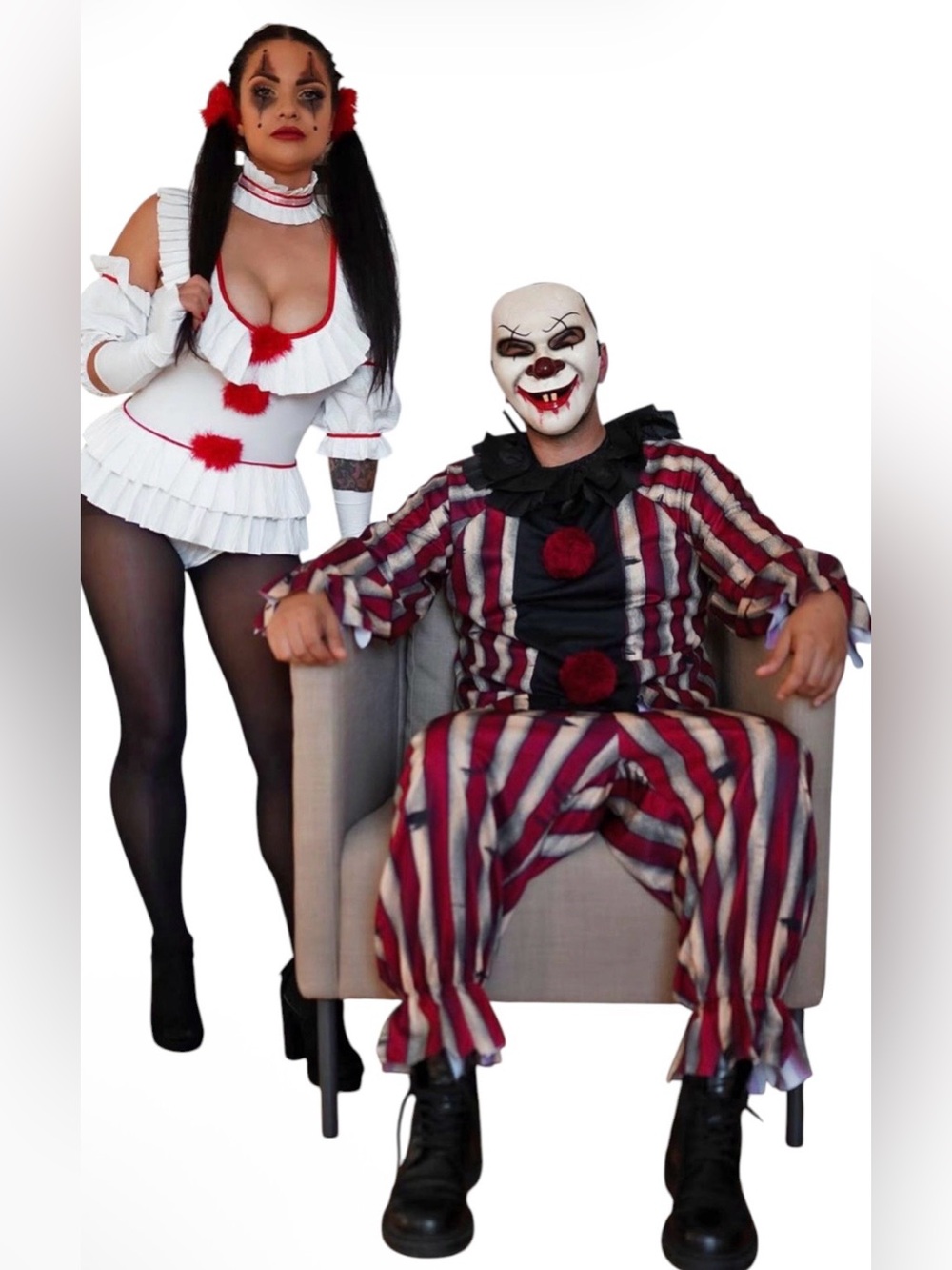 Fashion Nova clown costume white & red ruffle bodysuit size XS/S